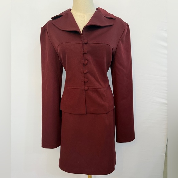 Rampage Vintage Burgundy Skirt Suit - Size 11 - Picture 1 of 7